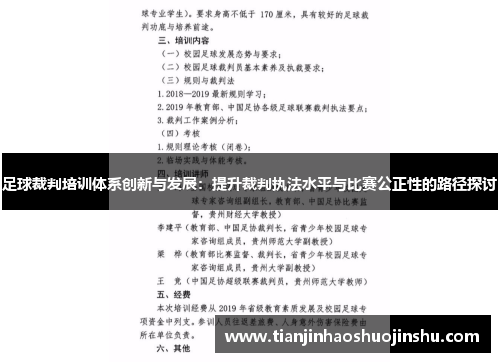 足球裁判培训体系创新与发展：提升裁判执法水平与比赛公正性的路径探讨